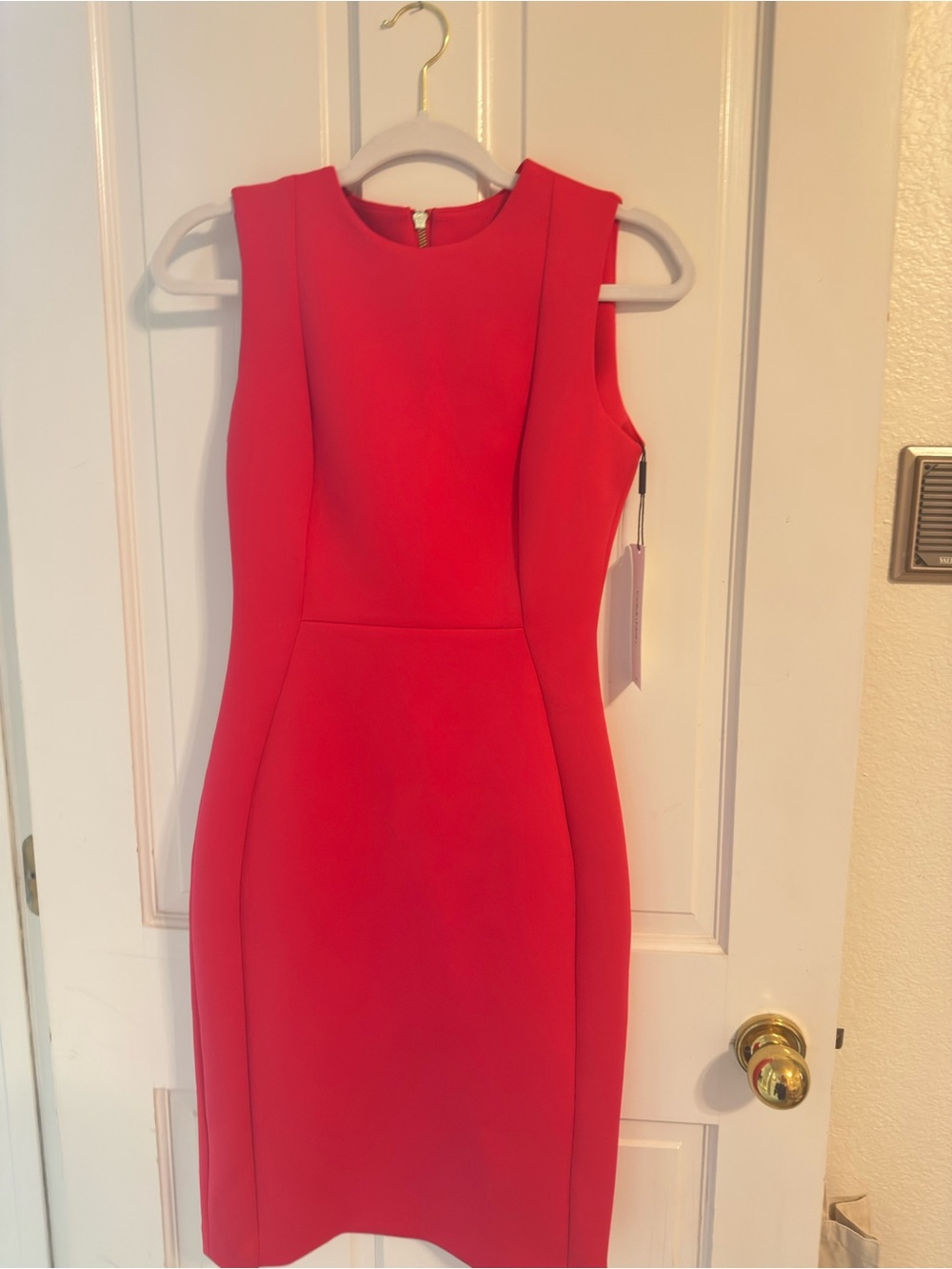 NWT Calvin Klein Sleeveless Red Sheath Dress